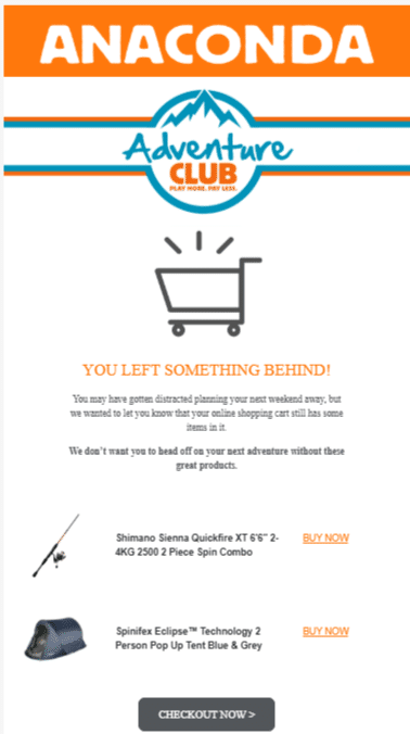 Abandoned cart email Anaconda